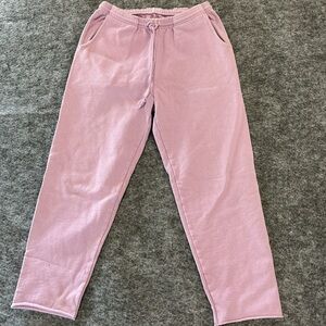 Mad Happy Lavender Purple Pastel High Waisted Thick Raw Hem Sweat Pants A7